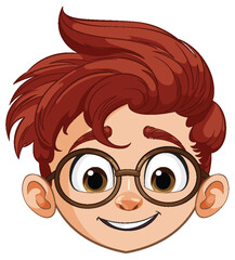 Vector graphic of a smiling boy with red hair