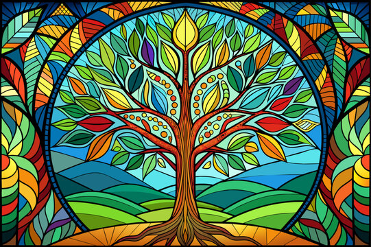 stained glass background is tree