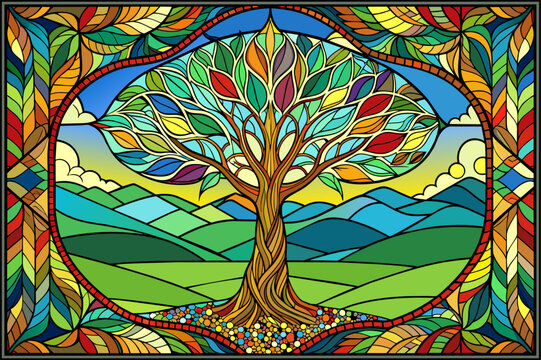 stained glass background is tree