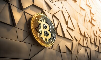 Contemporary architecture with bitcoin themed detail
