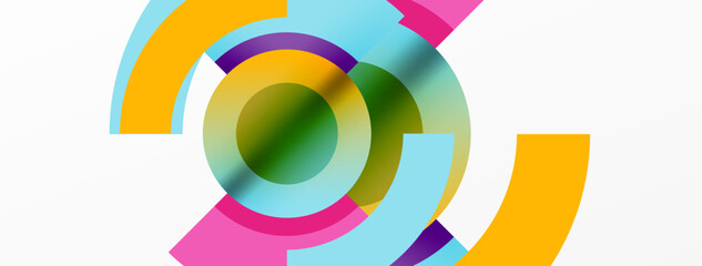 Fototapeta premium Round elements and circles geometric minimal composition background. Vector Illustration For Wallpaper, Banner, Background, Card, Book Illustration, landing page
