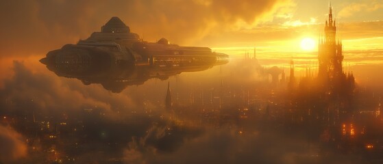 Fiction scene of a spaceship coming into dock