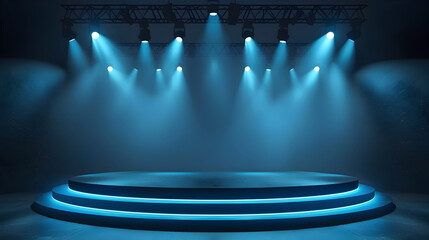 Modern Dance Stage Lighting Design for Live Performance or Award Ceremony on Empty Podium