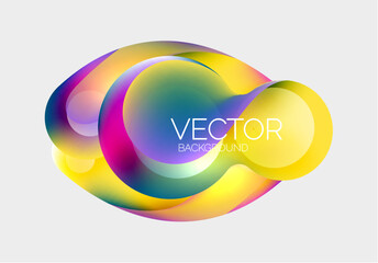 Beautiful flowing round shapes and circles abstract background. Liquid color bubble composition
