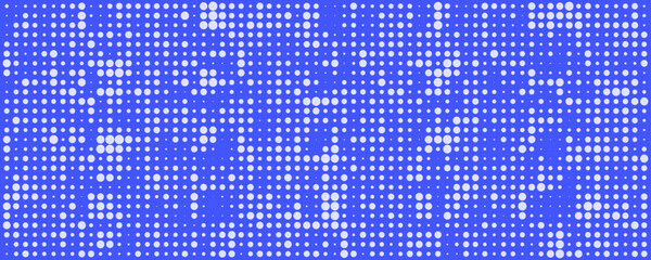 Halftone dotted background. Abstract digital pattern. White dots on blue background.