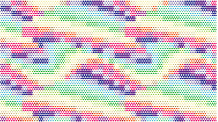 Abstract background. Multiple colored halftone pattern. Digital mosaic.