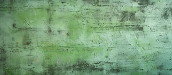 Obraz premium Green putty wall texture with filler paste applied with spatula, dashes and strokes over plaster. Creative stone pattern design.