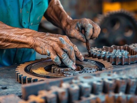 Delicate hands delicately adjusting the intricate components