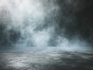Dramatic Cracked Surface with Misty Ethereal Clouds and Light Rays, Display and Copy Space