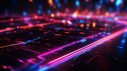 Neon laser lights with bokeh effect