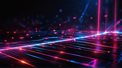 Neon colorful abstract light strips - obrazy, fototapety, plakaty