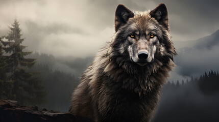 Dire Wolf - A Majestic Depiction of Extinct Canine Wilderness in Palaeolithic Era