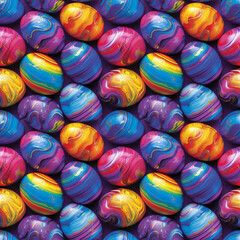 Fototapeta na wymiar Vibrant Easter Eggs with Colorful Paint Blends Seamless Repeatable Background