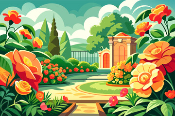 begonia flower garden background is