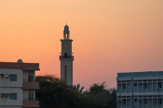 A minaret in Umm al-Quwain, one of the 7 emirates that make the United Arab Emirates.