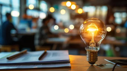 Foto op Aluminium Light Bulb Inspire Venture empowers entrepreneurs with capital for innovative startup ideas. © atitaph
