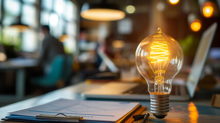 Light Bulb Inspire Venture empowers entrepreneurs with capital for innovative startup ideas. - obrazy, fototapety, plakaty