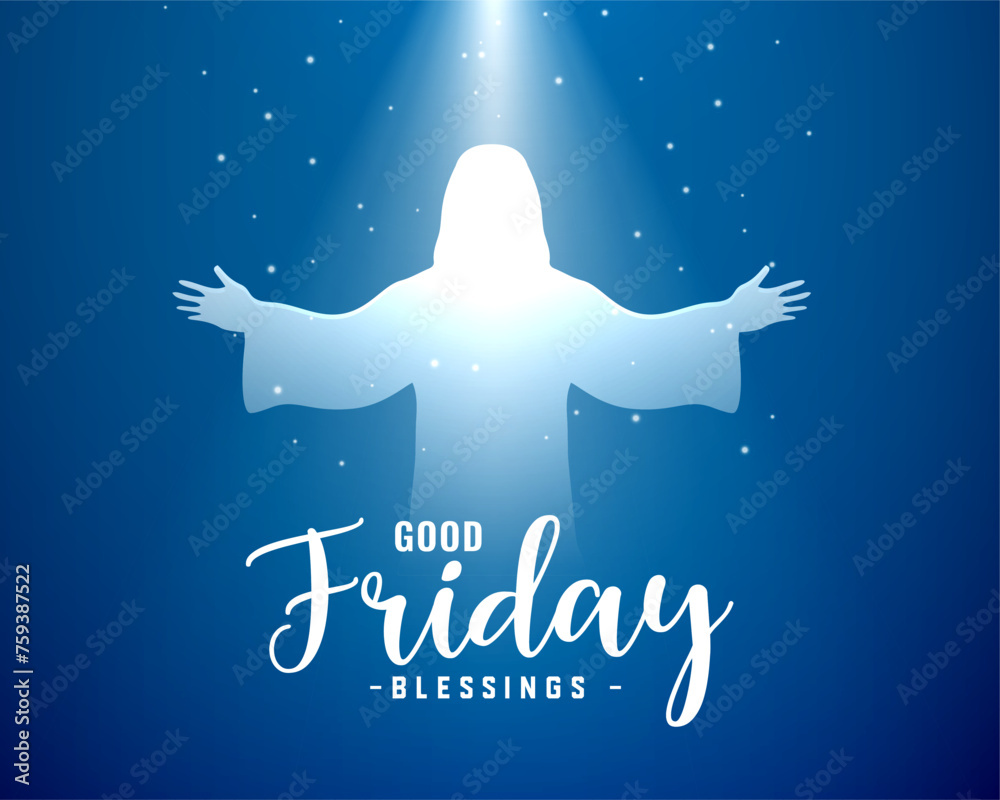 Wall mural good friday blessing religious card with light effect