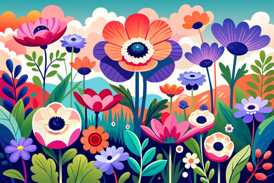 anemone flower garden background is