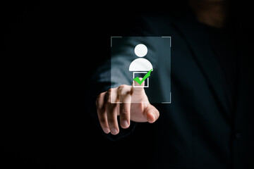 Know your customer concept. Business verifying the identity of clients for KYC financial client...
