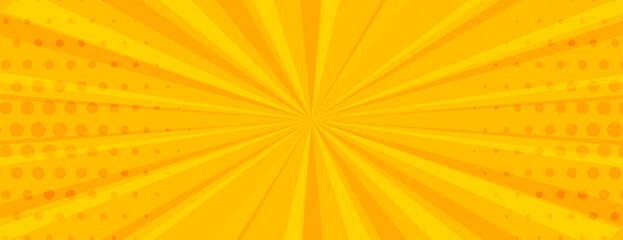 cartoon style sunbeam explosion yellow wallpaper with halftone effect