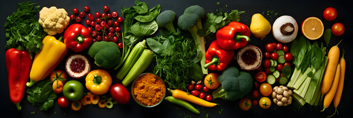 High Angle Shot of Mixed Fresh and Processed Food Ingredients in Artful Arrangement