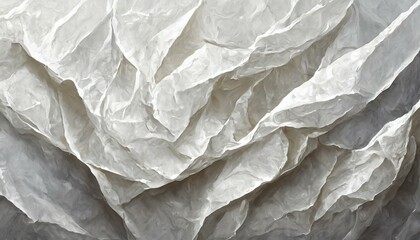Illustration of crumpled and wet white paper. - obrazy, fototapety, plakaty