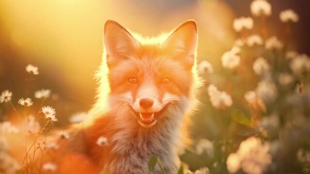 a fox in the flower garden
