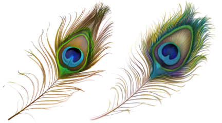 beautiful peacock plume png in set of two