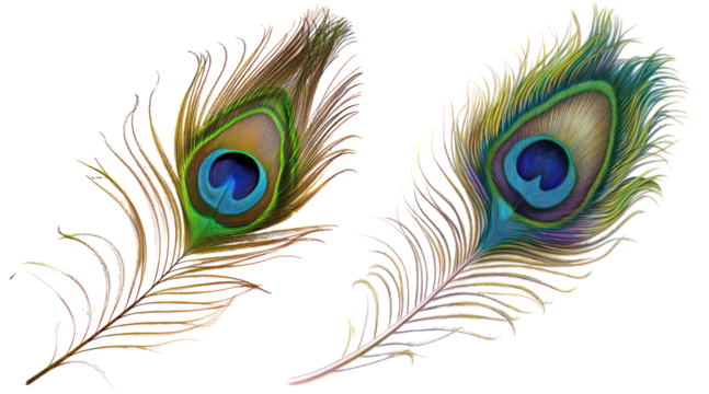 beautiful peacock plume png in set of two