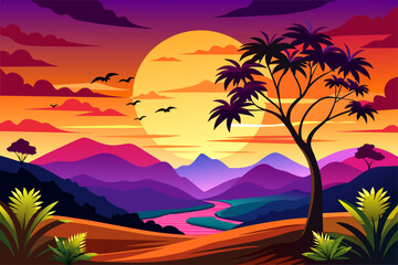 Fototapeta na wymiar sunsets background is tree