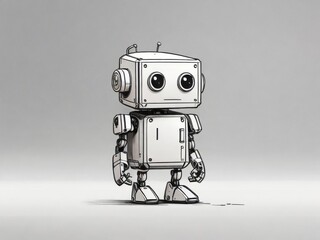 Fototapeta premium simple line drawing of childlike robot