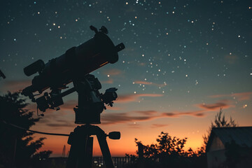 A telescope setup with an astrophotography camera. - obrazy, fototapety, plakaty