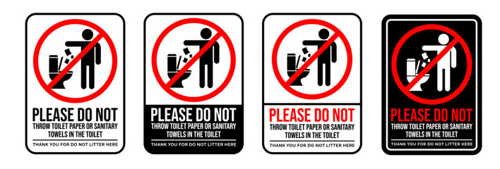 Do not litter in toilet paper or sanitary towels. Bin icon. Recycle icon set. Trash can collection. Trash icons set. Web icon, delete button. Delete symbol flat style on white background.