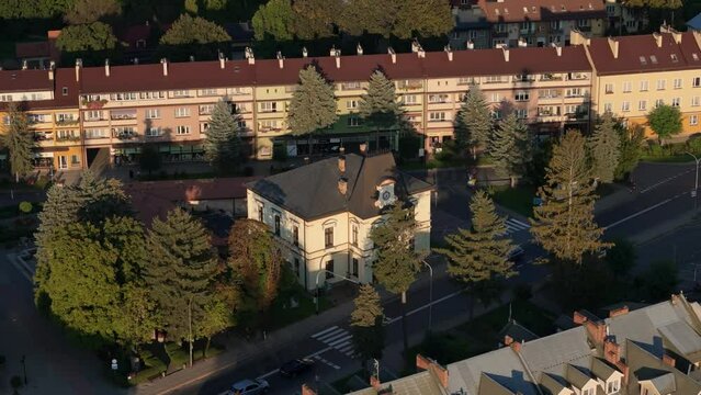 Beautiful Downtown Council Market Square Lesko Aerial View Poland