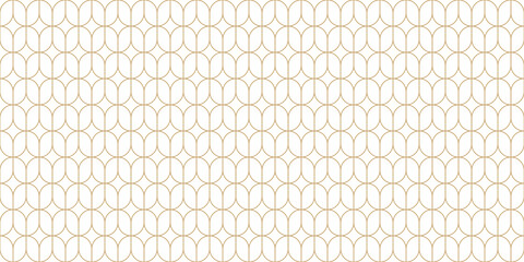 Art deco seamless pattern with striped line and oval shape, vector illustration. © i_fleurs