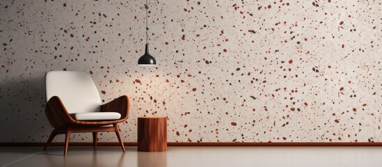 Terrazzo polished stone floor and wall design pattern with a focus on material texture for interior decor.