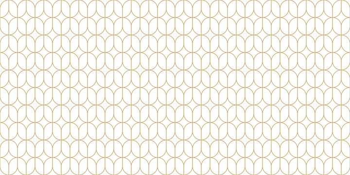 Art deco seamless pattern with striped line and oval shape, vector illustration.