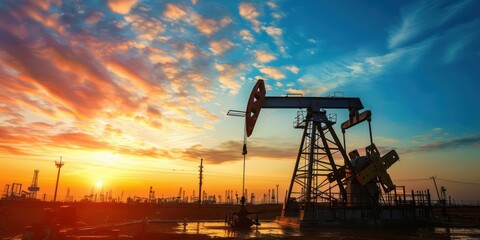 oil pump in sunset