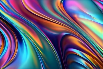 Liquid shapes abstract holographic 3D wavy background Generative AI