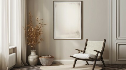Fototapeta na wymiar Frame mockup. Gallery-like modern minimalist interior