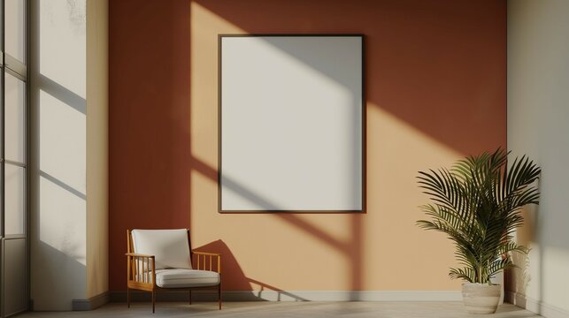 Frame mockup. Gallery-like modern minimalist interior