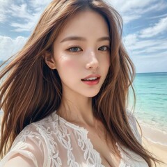 Fototapeta premium 巨乳彼女と南国で海水浴