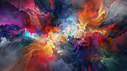 Color Burst series. Abstract design made of fractal paint and rich texture on the subject of imagination, creativity and art. - obrazy, fototapety, plakaty