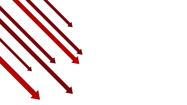 3d render red downward arrow sign. concept illustration of trading sales decreasing or making a loss