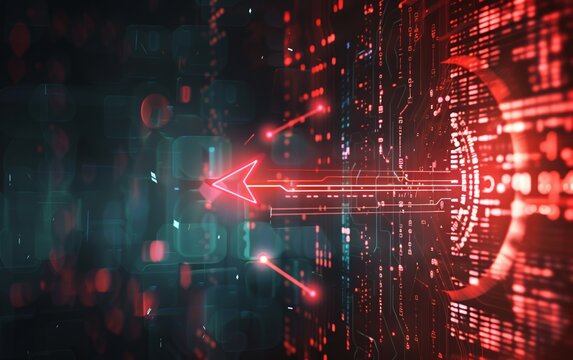 Future tech drop arrow chart red signal digital transformation theme