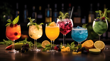 A Symphony of Taste: Exquisite Cocktails Presented in an Array of Hues and Flavors
