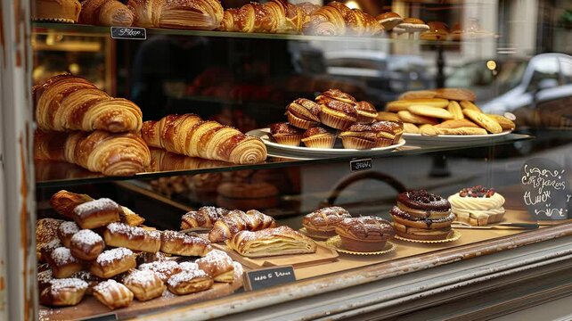 French Bakery Pastry in Display