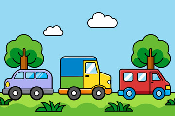 vehicles background is tree