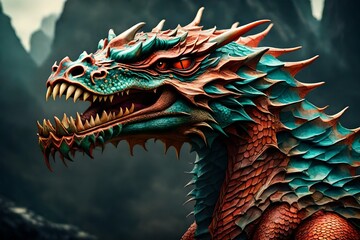 a close up of a dragon - obrazy, fototapety, plakaty